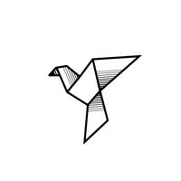 Fém fali dekoráció 47x49 cm, geometrikus madár, fekete - HIRONDELLE - Butopêa